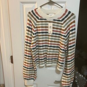 Pink Rose Striped Sweater - Multicolor